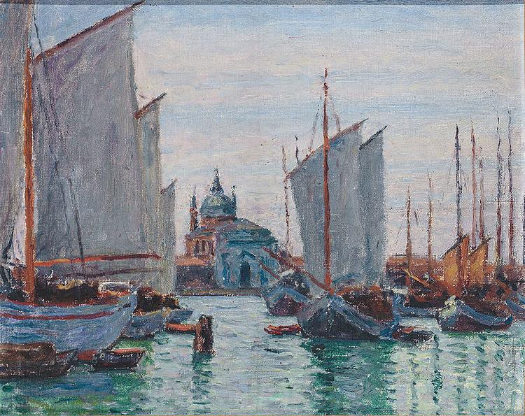 Max Arthur Stremel Schiffe an der Zattere in Venedig Spain oil painting art